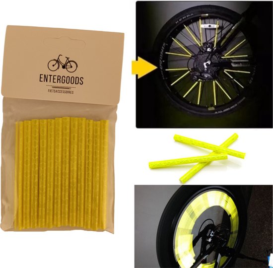 Entergoods® Fietsreflector - Spaakreflectoren voor Elke Fiets - voor het Hele Gezin - Universeel - Reflecterende tape - Spaakverlichting - Geel - 12 Stuks van Entergoods