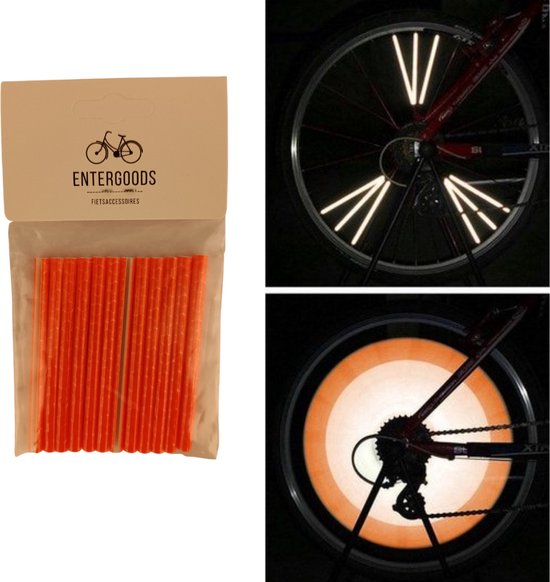 Entergoods® Fietsreflector - Spaakreflectoren voor Elke Fiets - voor het Hele Gezin - Universeel - Reflecterende tape - Spaakverlichting - Oranje - 12 Stuks van Entergoods