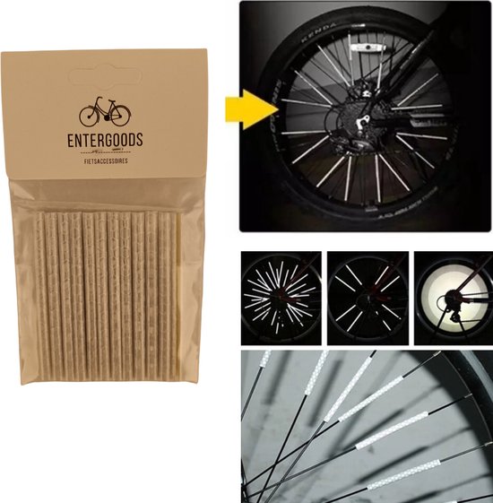 Entergoods® Fietsreflector - Spaakreflectoren voor Elke Fiets - voor het Hele Gezin - Universeel - Reflecterende tape - Spaakverlichting - Wit - 12 Stuks van Entergoods