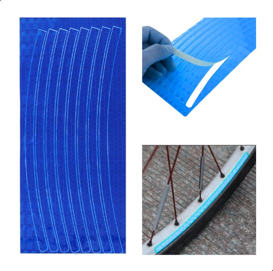 Entergoods® - Reflecterende Tape - Stickers - Velg - Fiets Reflectoren – BLAUW - 8 stuks - Fietsreflector - Fiets Accessoires - Reflector Zelfklevend - Fietsvelgen - Brommervelgen – Autovelgen van Entergoods