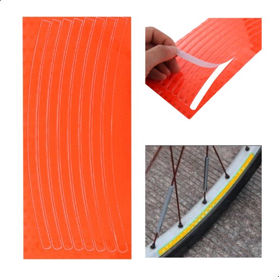 Entergoods® - Reflecterende Tape - Stickers - Velg - Fiets Reflectoren - ORANJE - 8 stuks - Fietsreflector - Fiets Accessoires - Reflector Zelfklevend - Fietsvelgen - Brommervelgen – Autovelgen van Entergoods