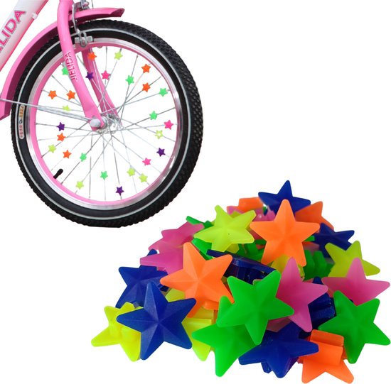 Entergoods® Spaakkralen Kinderfiets als Fietsversiering - Ster - Gekleurde Fietskralen voor Kinderen - Sterretjes voor Spaken - 36 Stuks van Entergoods