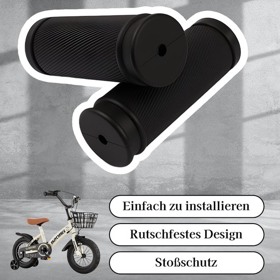 Ergonomische fietsgrips van antisliprubber, 1 paar in zwart