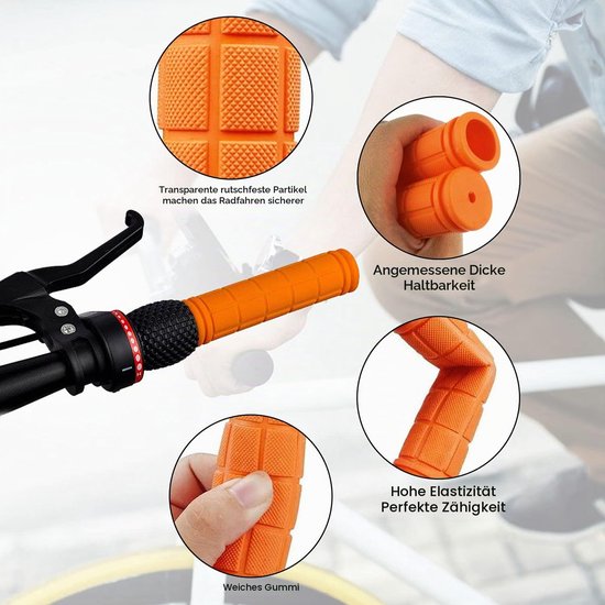 Ergonomische fietsgrips voor kinderen, oranje, 22mm, 1 paar