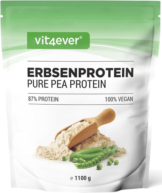 Erwten eiwit poeder 1,1 kg - 1100 g - 87% eiwitgehalte - 100% erwten eiwit isolaat - Oorsprong België - Veganistisch - Puur eiwit poeder - Vrij van gluten, soja en lactose