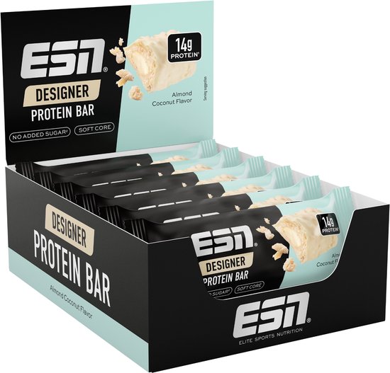 ESN Designer Bar Proteine Repen – Almond Coconut, 12 x 45 g – Ideaal Tussendoortje met 14 g Proteïne van Merkloos