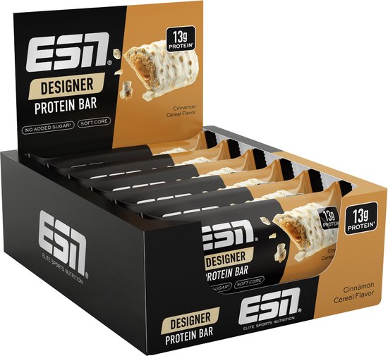 ESN Designer Bar Proteine Repen – Cinnamon Cereal, 12 x 45 g – Ideaal Tussendoortje met 14 g Proteïne van Merkloos
