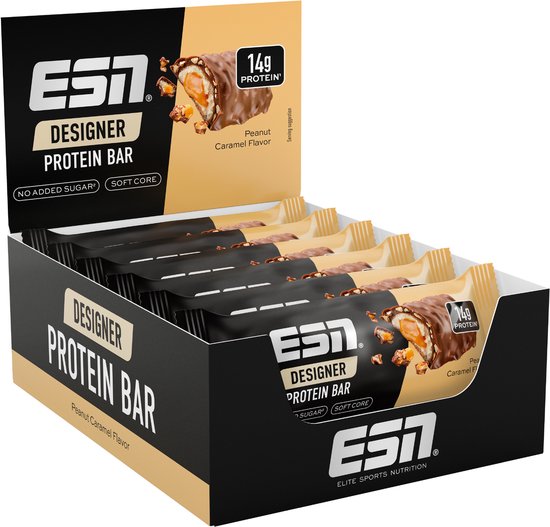 ESN Designer Bar Proteine Repen – Peanut Caramel, 12 x 45 g – Ideaal Tussendoortje met 14 g Proteïne van Merkloos