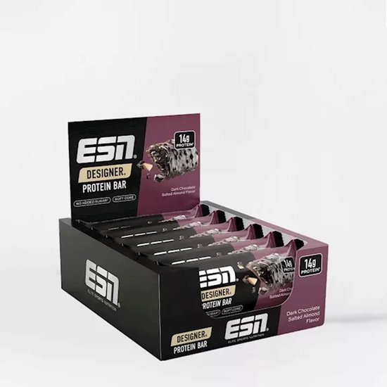 ESN Designer Protein Bar - 12 x 45 gram - Dark Almond Salted Chocolate