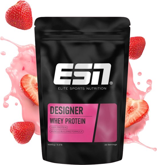 ESN Designer Whey Proteine Poeder, Cherry Yogurt, 1000 g, 33 Porties – Wei Eiwitshake, Eiwitsupplement, Spierherstel & Fitnessroutine