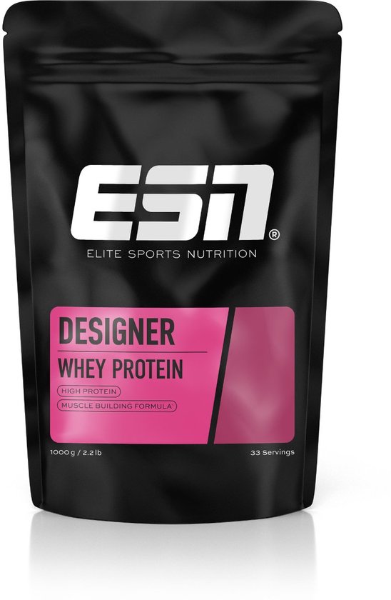 ESN Designer Whey Proteine Poeder, Strawberry, 1000 g, 33 Porties – Wei Eiwitshake, Eiwitsupplement, Spierherstel & Fitnessroutine