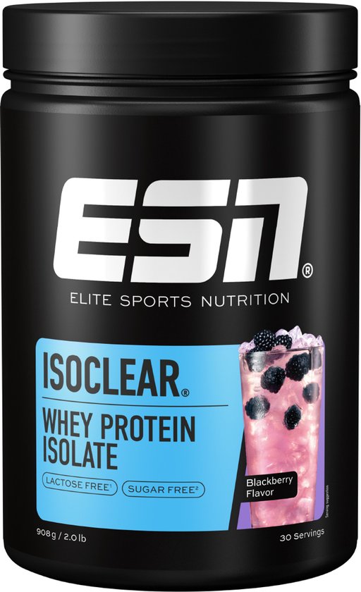 ESN ISOCLEAR Whey Isolate Proteine Poeder, Blackberry, 908 g, 30 Porties Heldere Wei Poeder – Lactosevrij Eiwitshake van Merkloos
