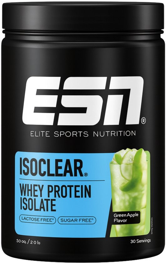 ESN ISOCLEAR Whey Isolate Proteine Poeder, Green Apple, 908 g, 30 Porties Heldere Wei Poeder - Lactosevrij Eiwitshake