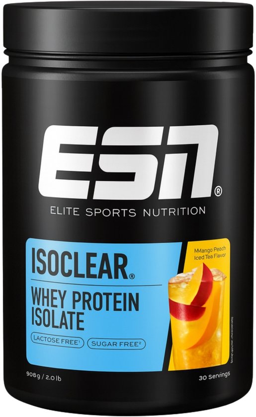 ESN ISOCLEAR Whey Isolate Proteine Poeder, Mango Peach Iced Tea, 908 g, 30 Porties Heldere Wei Poeder – Lactosevrij Eiwitshake van Merkloos