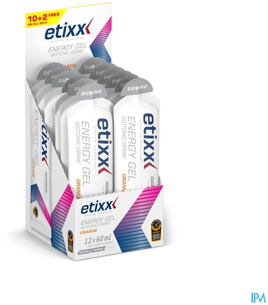 Etixx Isotonic Drink Energy Gel - Sports Nutrition - Energy Gel - 12X60 ml - Sinaasappel - Geen water nodig - Koolhydraatrijk - Vegan