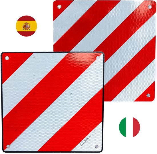 EveBase® Aluminium Markeringsbord - Universeel ook Italië (EN12899) en Spanje (V20) - Volledig Reflecterend - Extra Sterk - 50 x 50 cm - Voldoet aan Europese Wegveiligheidsregels