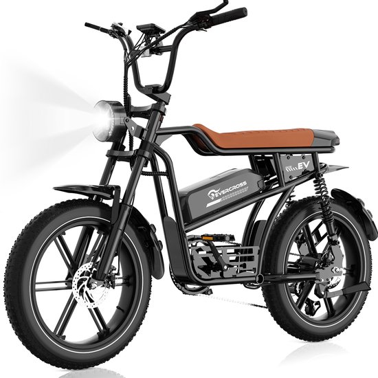 EVERCROSS EK30 Elektrische Fatbike | Off-road E-bike met 20*4.0" dikke banden | 48V 13AH verwijderbare lithiumbatterij - Max 90 km bereik | Max 25km/u | 7 versnellingen| Zwart van Merkloos