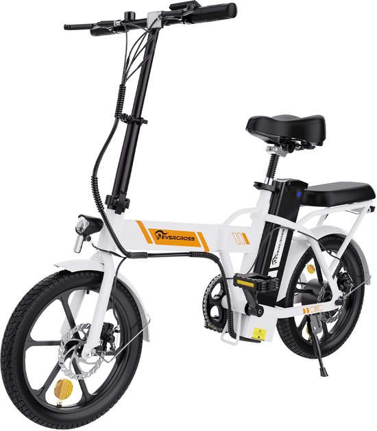 EVERCROSS EK5 Elektrische Fiets - Opvouwbaar E-Bike - 16 Inch - 25km/u - Wit van EVERCROSS
