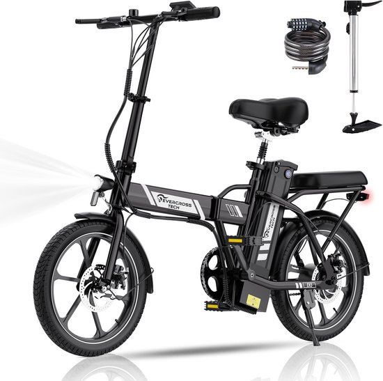 Evercross EK5 vouwfiets - elektrische fiets 16 inch - 25 km/u - zwart van EVERCROSS