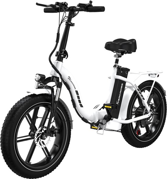 EVERCROSS EK6 Elektrische Fiets | Opvouwbare E-bike | 20 Inch Fatbike | 13AH | 25km/h | 7 Versnellingen | Wit