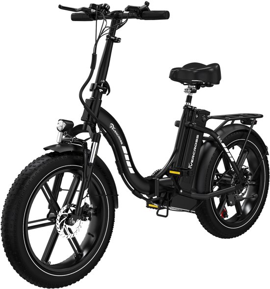 EVERCROSS EK6 Elektrische Fiets | Opvouwbare E-bike | 20 Inch Fatbike | 13AH | 25km/h | 7 Versnellingen | zwart