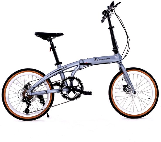 EVERCROSS EM1 Vouwfiets 20 inch - 7 versnellingen - Aluminium frame - Dubbel schijfrem - Grijs