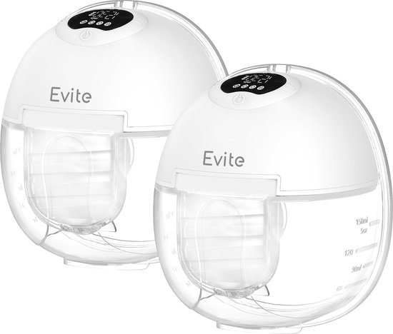 Evite Elektrische Draadloze Borstkolf Maxi – Handsfree & Draagbaar – BPA-Vrij – Dubbele Borstkolf – Met E-book - Wit van Evite