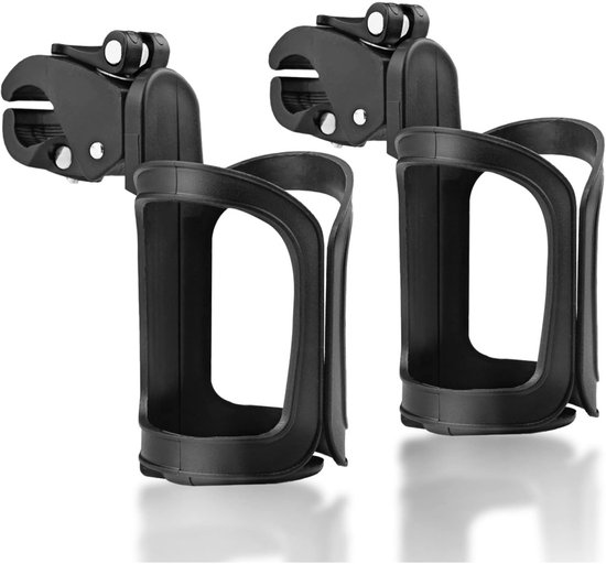 EXCITAT 2 stuks - Flessenhouder - Verstelbare bekerhouder - Waterfleshouder - Geschikt voor fiets, MTB, racefiets, rolstoel - Zwart