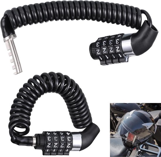 EXCITAT Slot - Helmslot - Kabelslot - Cijferslot - Geschikt voor fietsen, kinderwagens, ski's, koffers en bagage - Zwart van EXCITAT