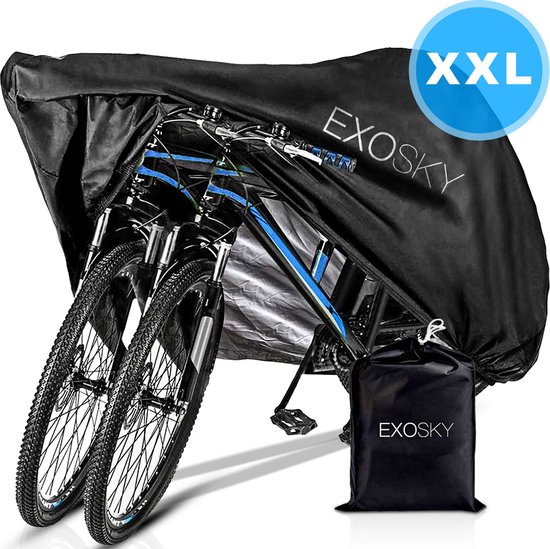 Exosky ® Fietshoes Universeel alle fietsen - Waterdicht Ultra Sterk Oxford Coating - Hoes Voor 1 Fiets / 2 Fietsen (Elektrische) - XXL - Incl. Opbergzak van Exosky
