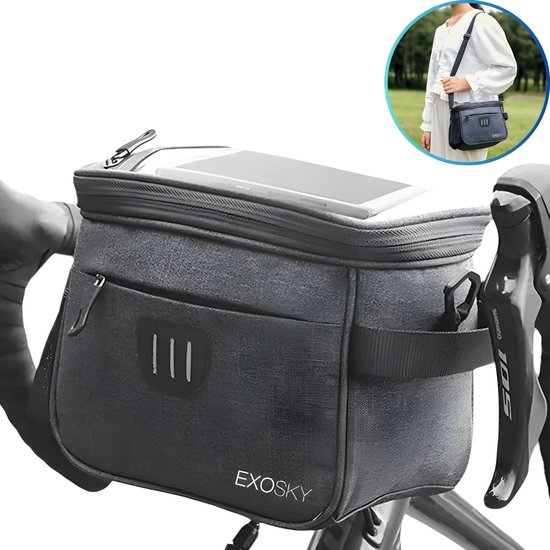 EXOSKY® Stuurtas fiets afneembaar - Fietstas - Waterdicht - Elektrische Fiets - Racefiets - E-bike van Exosky