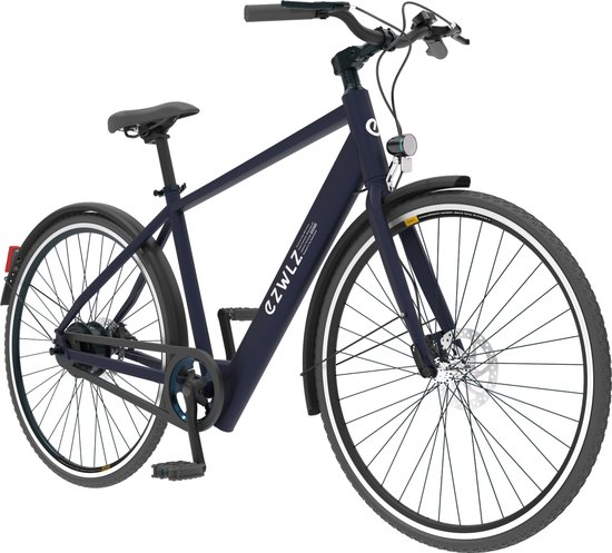 EZWLZ Elektrische Fiets Forenz H - Actieradius 80 km - YAMAHA Achterwielmotor - Hybride E-Bike - Elektrische fiets met 250W motor - LCD Display - Grijs/Blauw van EZWLZ