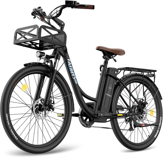 Fafrees Elektrische Fiets - 36V 25AH Accu - Actieradius Tot 120 Km- Elektrische Stadsfiets -Shimano 7 Versnellingen - LCD Display - Mechanische Schijfremmen - City Commuter E-Bike - Zwart
