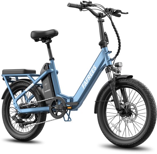 Fafrees Elektrische fiets - Actieradius120km - Verwijderbare batterij 36 V 20Ah - Motor 250W - Shimano 7 versnellingen - Koppelingssensor aan beide zijden - 20 Inch Commuter E-Bike - Dubbele Vering - 20 Inch opvouwbare City Commuter E-Bike - Blauw