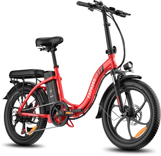 Fafrees F20 Elektrische Vouwfiets - E-Bike - 20 x 3.0 Inch Dikke Banden - 36V 18Ah Lithium Accu - 250 W Motor - 25 km/u - Maximaal bereik 130 km - Shimano 7 versnellingen - 20 Inch opvouwbare City Commuter E-Bike - Rood