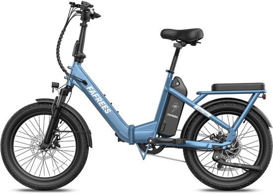 FAFREES F20 Flex Opvouwbare Elektrische Fiets – 36V 20Ah Accu, 100km Bereik, 7-Speed Shimano, Dubbel Geveerd, Torque Sensor –Blauw