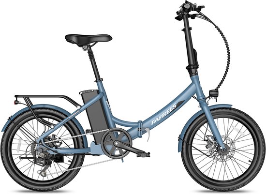 FAFREES F20 Light Opvouwbare Elektrische Fiets – 36V 20Ah Accu, 100km Bereik, 20" Banden, 7-Speed Shimano Blauw