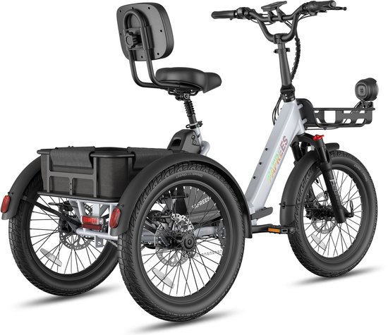 FAFREES F20 Mate II Elektrische Driewieler – 21Ah Accu, 85km Bereik, 65Nm Koppel – Voor Senioren & Dagelijks Gebruik Frost Grey