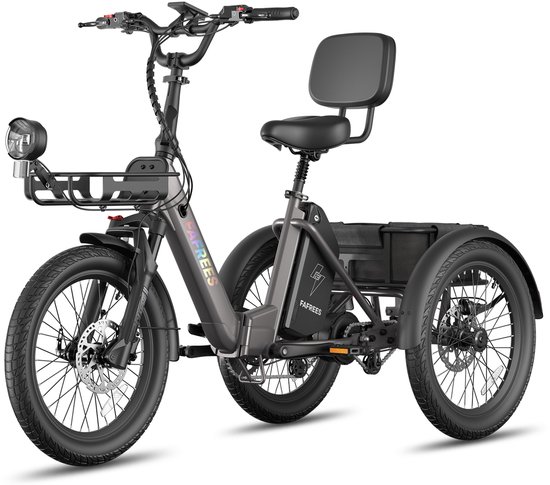 FAFREES F20 Mate II Elektrische Driewieler – 21Ah Accu, 85km Bereik, 65Nm Koppel – Voor Senioren & Dagelijks Gebruik Gunmetal Black