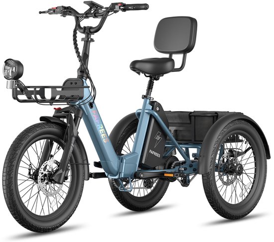 FAFREES F20 Mate II Elektrische Driewieler – 21Ah Accu, 85km Bereik, 65Nm Koppel – Voor Senioren & Dagelijks Gebruik Haze Blue