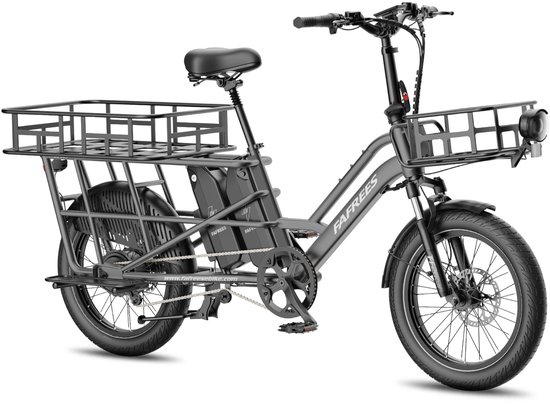 FAFREES FF20 CUV Familie Longtail E-Cargo Bike – Modulair, Dual-Accu 140km Bereik, 200kg Laadvermogen, Hydraulische Remmen-Grijs
