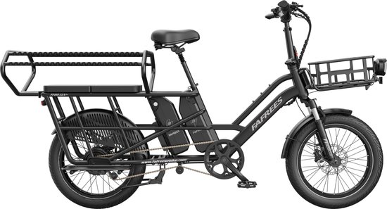 FAFREES FF20 CUV Familie Longtail E-Cargo Bike – Modulair, Dual-Accu 140km Bereik, 200kg Laadvermogen, Hydraulische Remmen – Zwart