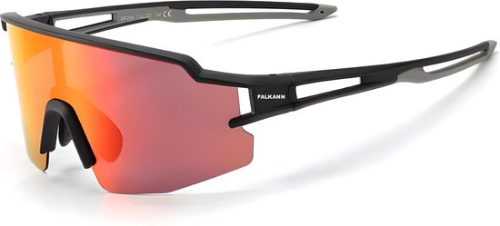 Falkann Air Spiegelende Fietsbril Set - Sportbril / Zonnebril Gepolariseerde Lens - UV400 - Zwart/Grijs