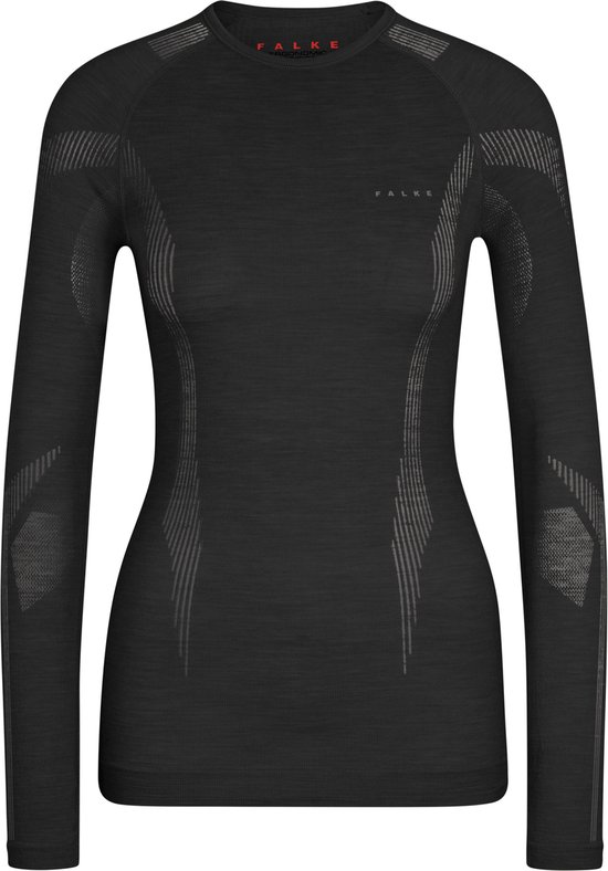 FALKE Wool-Tech Longsleeve sneldrogend wol functioneel functioneel shirt met lange mouwen dames zwart - maat M