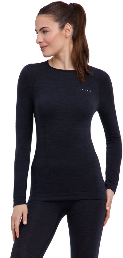 FALKE Wool-Tech Longsleeve sneldrogend wol functioneel functioneel shirt met lange mouwen dames zwart - maat S