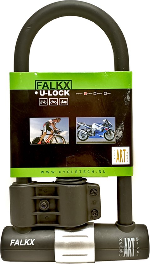 Falkx ART4 beugelslot - Zwart - Extra Groot Slot - 180x320mm - Incl. Gratis Framehouder - Geschikt Voor Verzekering van Falk