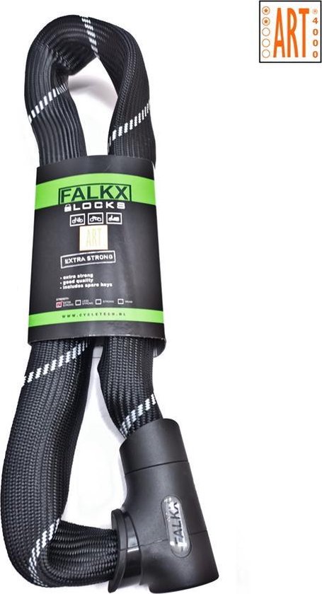 Falkx - Kettingslot - ART2 Goedgekeurd - Lengte 110 cm - Schakels 8.3 mm - Met Luxe Slotkop - Zwart van Falk