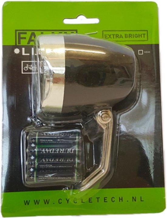 Falkx Koplamp LED - Krachtige verlichting - 500m zicht - Inclusief batterijen - RVS montagebeugel - Zwart