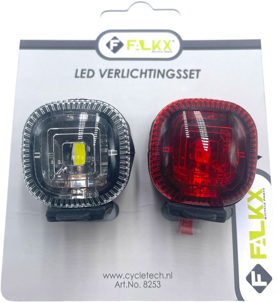 Falkx LED fietsverlichting set - siliconen - zwart - 100 lumen - 22.2-31.8 mm - incl. batterijen