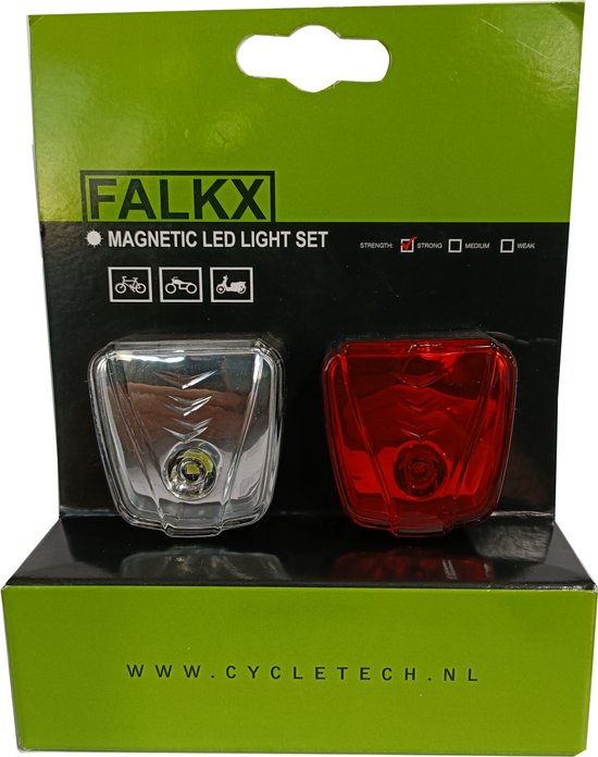 Falkx Magnetische fietsverlichting - LED - Zonder batterijen - Voor en achter - Veilig en duurzaam